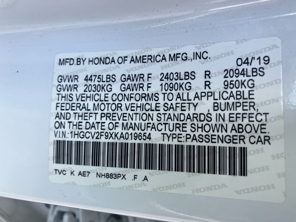 2019 Honda Accord Touring 2.0T