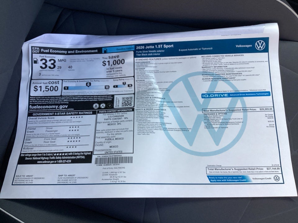 2026 Volkswagen Jetta Sport