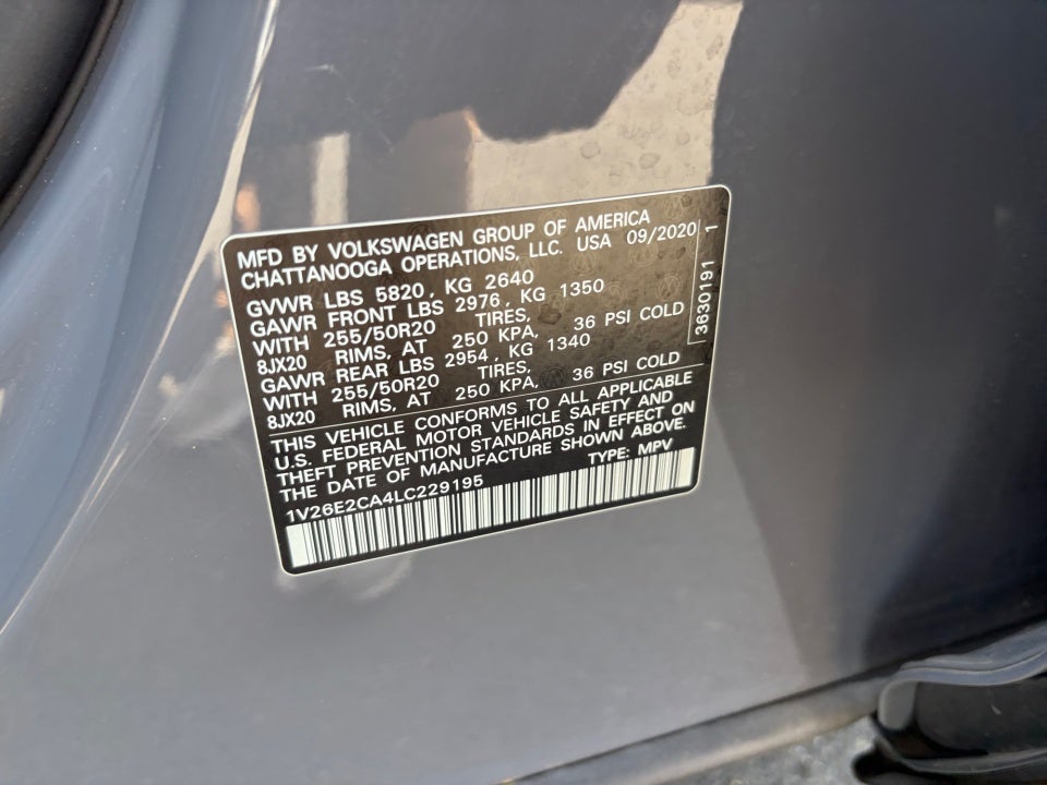 2020 Volkswagen Atlas Cross Sport 3.6L V6 SE w/Technology