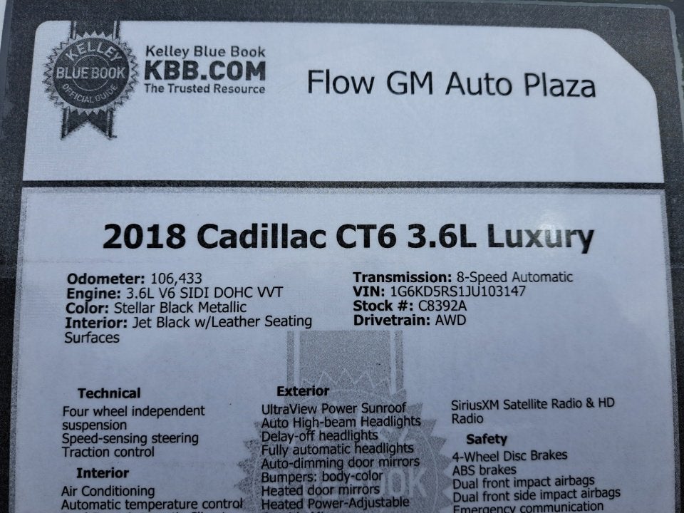 2018 Cadillac CT6 Luxury AWD