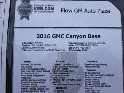2016 GMC Canyon 2WD