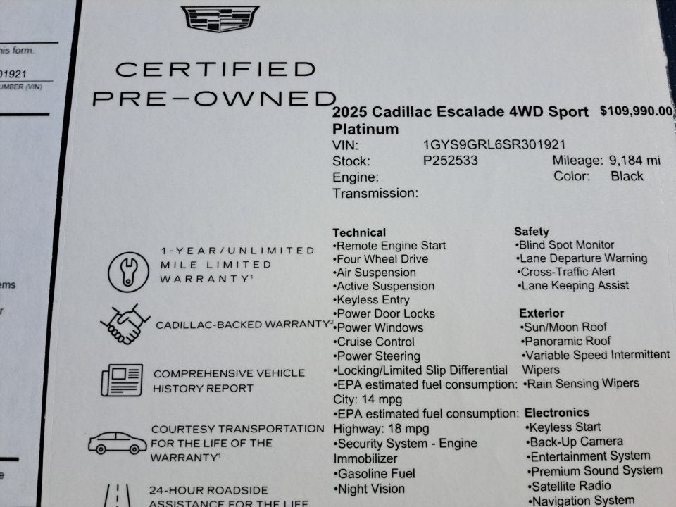 2025 Cadillac Escalade Sport Platinum