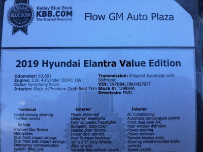 2019 Hyundai Elantra Value Edition