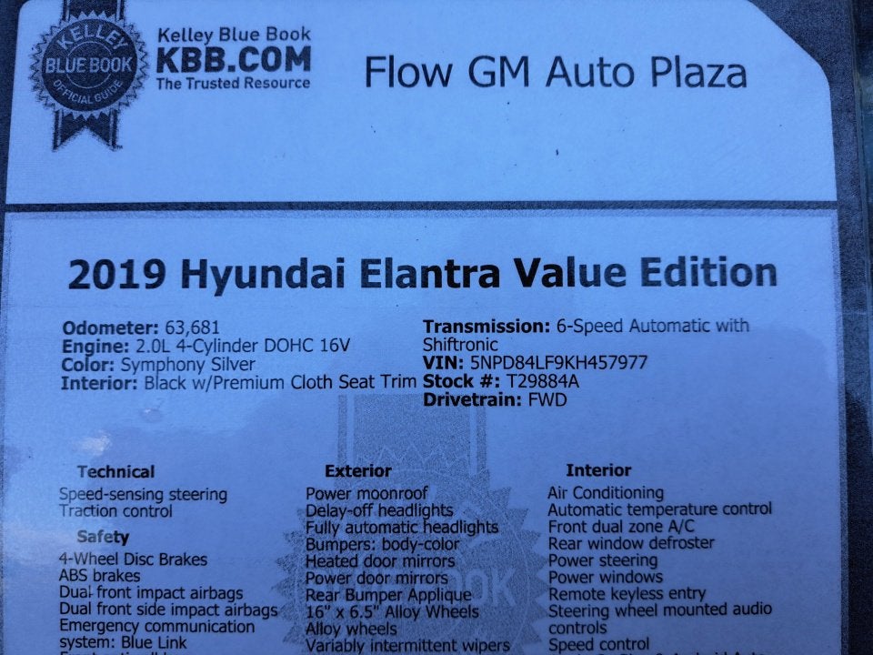 2019 Hyundai Elantra Value Edition