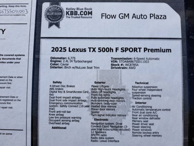 2025 Lexus TX 500h F SPORT Premium