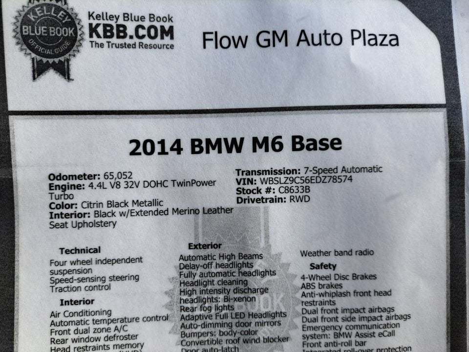 2014 BMW M6 NA